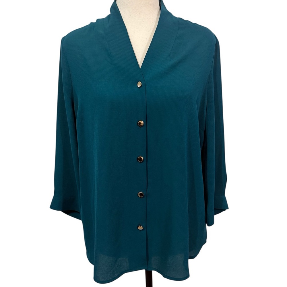 Dana Buchman | Teal Button-Down Shirt
